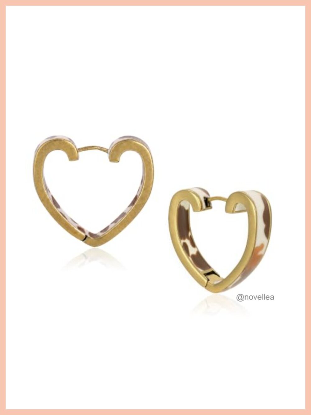 Western Cow Print Heart Drop Hoop Earrings Hypoallergenic Nickel Free
